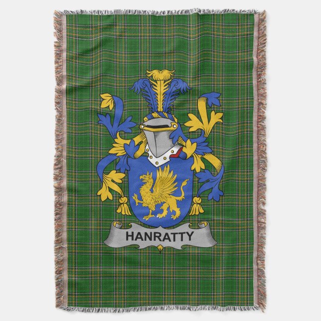 Irish Hanratty oder O_Hanraghty Coat of Arms Famil Decke (Vorderseite Vertikal)
