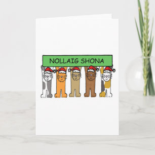 Irish Happy Christmas Cartoon Cats Feiertagskarte