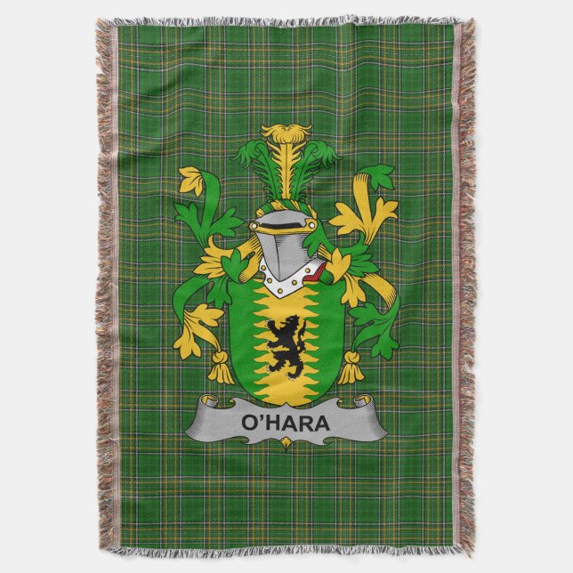 Irish Hara oder O_Hara Coat of Arms Familienwappen Decke (Vorderseite Vertikal)