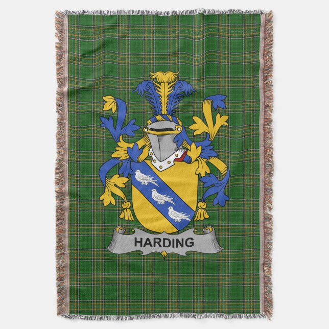Irish Harding Coat of Arms Familienwappen Irland Decke (Vorderseite Vertikal)