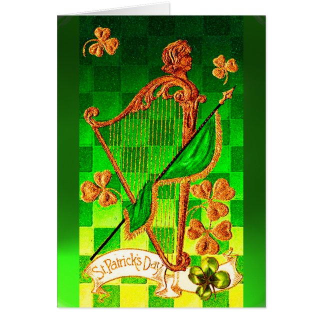 IRISH HARP, GREEN GOLD KLEEBLATTS St Patrick's Day (Vorne)