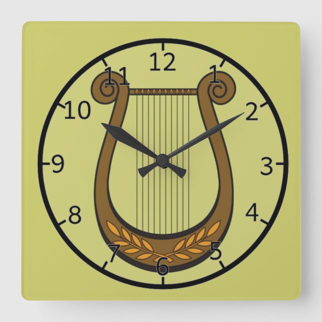 Irish Harp Quadratische Wanduhr (Vorderseite)
