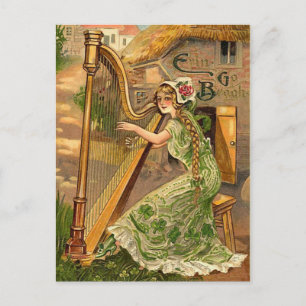 Irish Harp St. Patrick's Day Postcards Postkarte