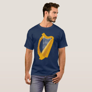 Irish Harp Symbol blauer Hintergrund T-Shirt