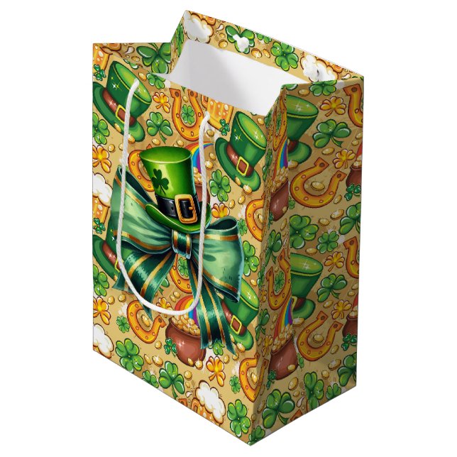Irish Hat and Coins Mittlere Geschenktüte (Vorderseite Schrägansicht)