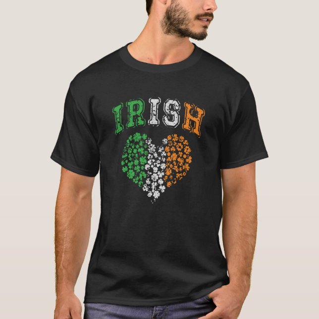 Irish Heart Kleeblatt St Patricks Day T-Shirt (Vorderseite)