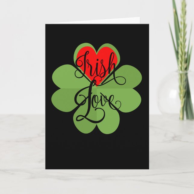 Irish Heart Liebe Kleeblatt Liebe Geschenk Karte (Vorderseite)