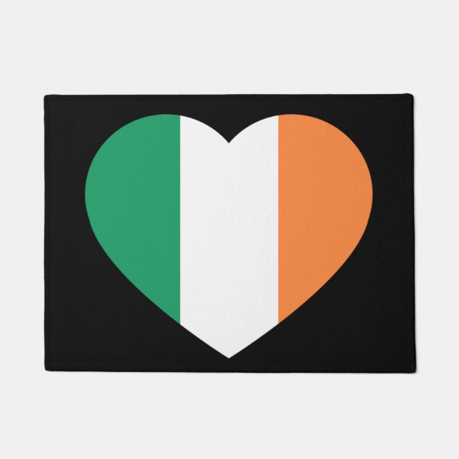 Irish Heartflag zu schwarzem Text Fußmatte (Vorderseite)