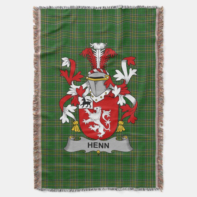 Irish Henn Coat of Arms Familienwappen Irland Decke (Vorderseite Vertikal)