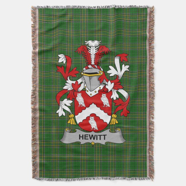 Irish Hewitt Coat of Arms Familienwappen Irland Decke (Vorderseite Vertikal)