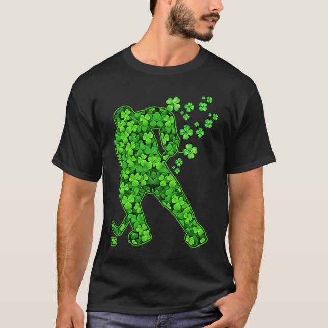 Irish Hockey Player Kleeblatt St Patrick's Day T-Shirt (Vorderseite)