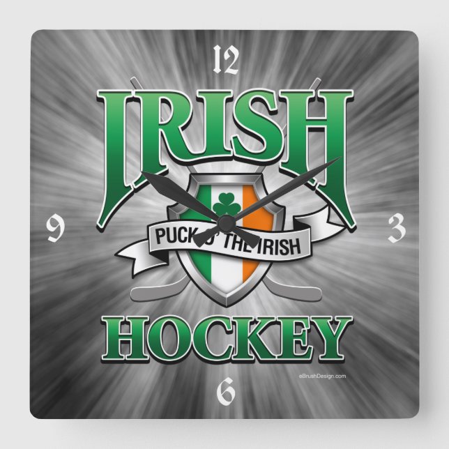 Irish Hockey Square Wall Uhr (Vorderseite)