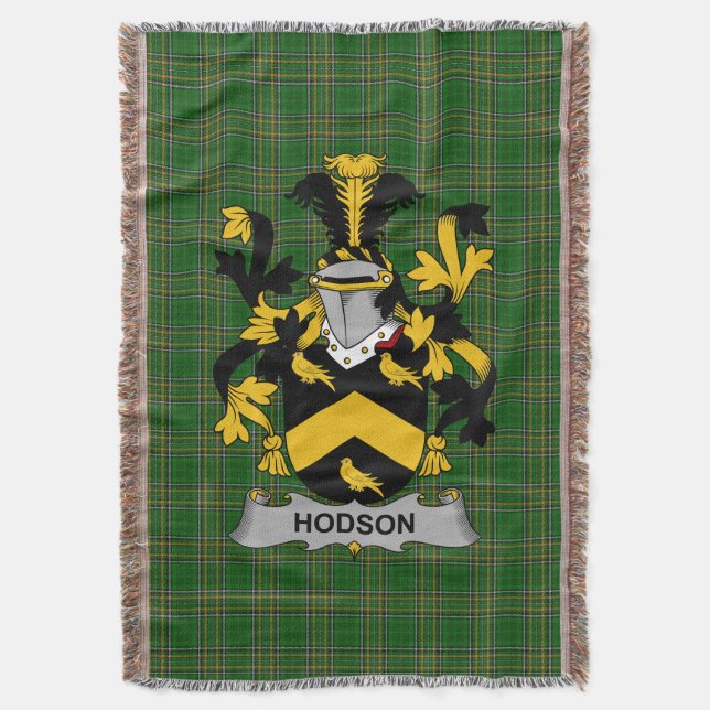Irish Hodson Coat of Arms Familienwappen Irland Decke (Vorderseite Vertikal)