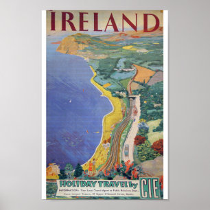 Irish Holiday Travel by CIE Vintag 1950's Irland Poster