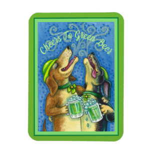 IRISH HOUND HUNGS, ST. PATRICK'S DAY GREEN BIER MAGNET