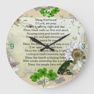 Irish House Blessing-Uhr Große Wanduhr