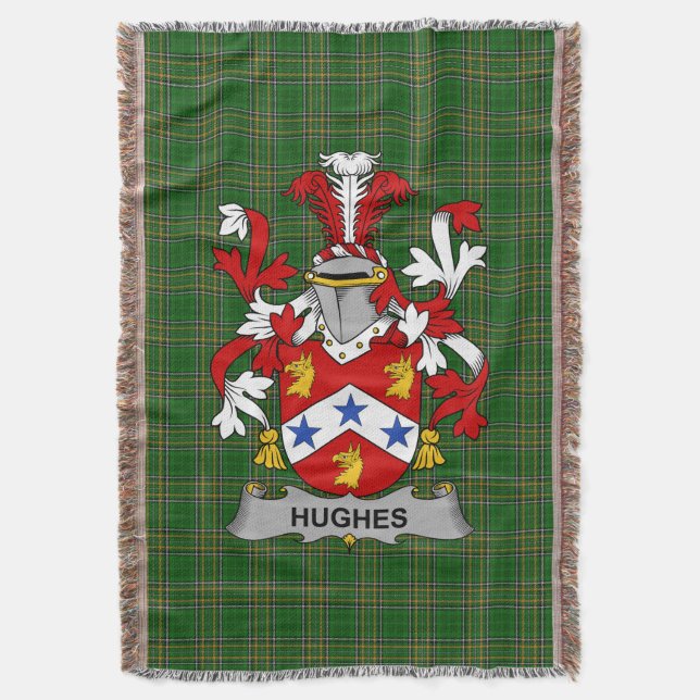 Irish Hughes Coat of Arms Familienwappen Irland Decke (Vorderseite Vertikal)