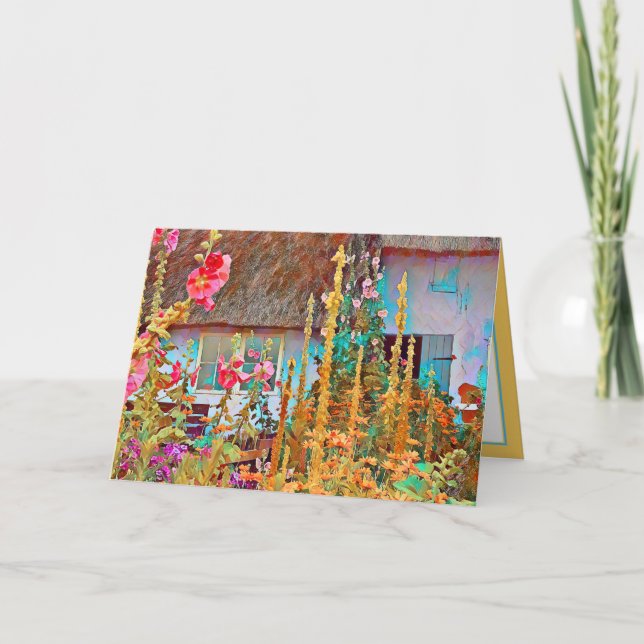 Irish Hütte Garden Happy Birthday Friend Karte (Vorderseite)