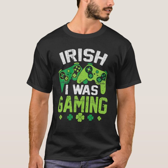 Irish I Gaming Funny St Patricks Day Gamer Boy T-Shirt (Vorderseite)