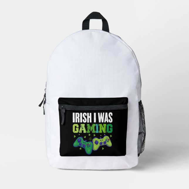Irish I Gaming St Patricks Day Gamer Geschenk Bedruckter Rucksack (Vorderseite)