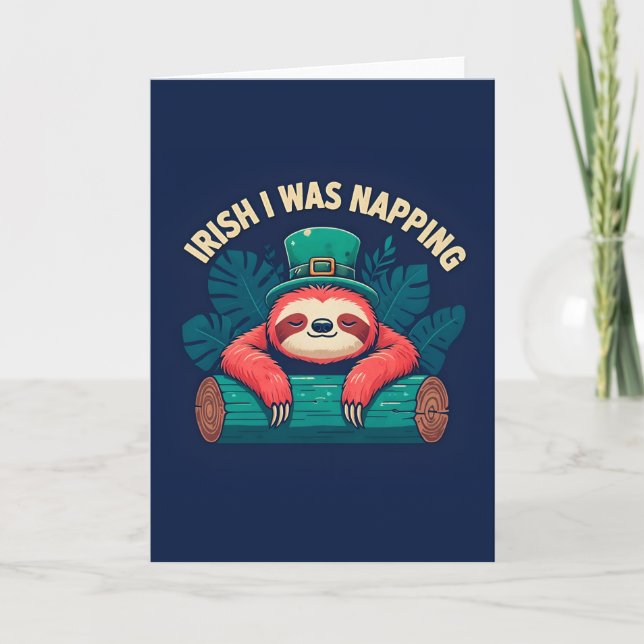 Irish I Napping Funny Sloth St Patricks Day Karte (Vorderseite)