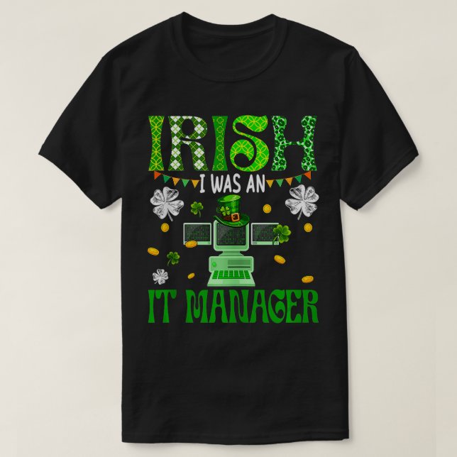 Irish I war IT Manager Patricks Day Leopard Sha T-Shirt (Design vorne)