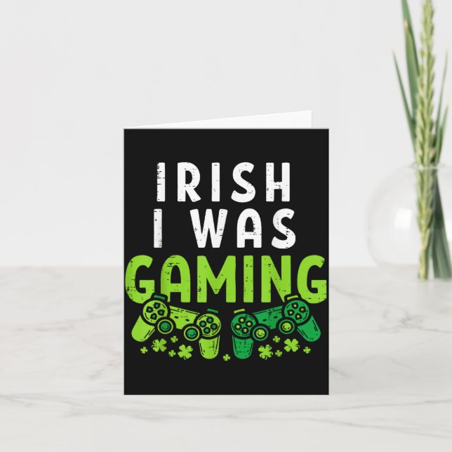 Irish I Was Gaming Funny St Patricks Day Gamer Boy Karte (Vorderseite)