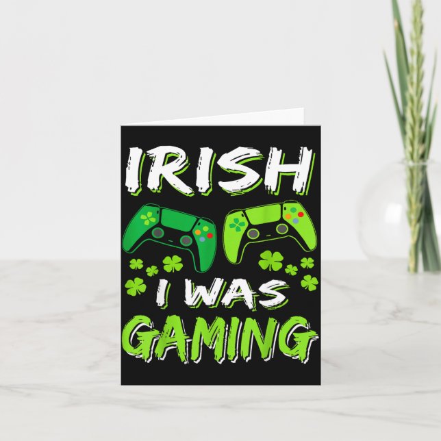Irish I Was Gaming Funny St Patricks Day Gamer Boy Karte (Vorderseite)