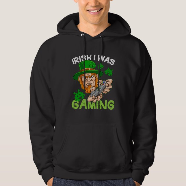 Irish I Was Gaming St Patricks Day Gamer Boys Men Hoodie (Vorderseite)