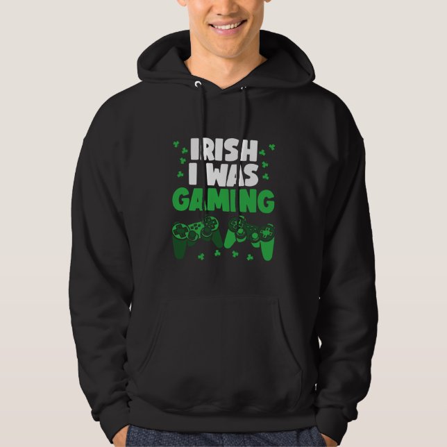 Irish I Was Gaming St Patrick's Day Gamer Boys Men Hoodie (Vorderseite)