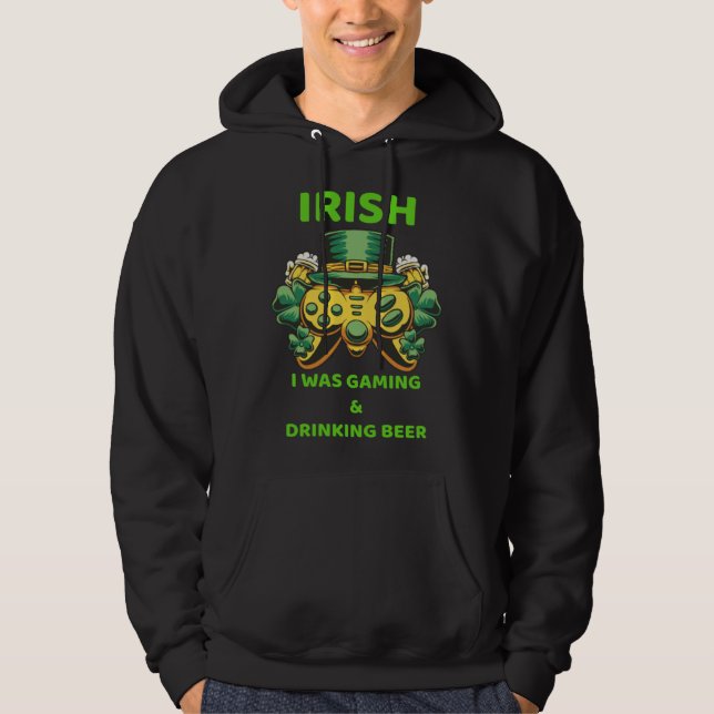 Irish I Was Gaming St Patricks Day Gamer Shamrock  Hoodie (Vorderseite)