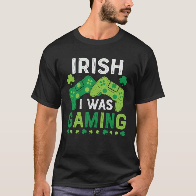 Irish I Was Gaming St Saint Patricks Day Gamer Boy T-Shirt (Vorderseite)