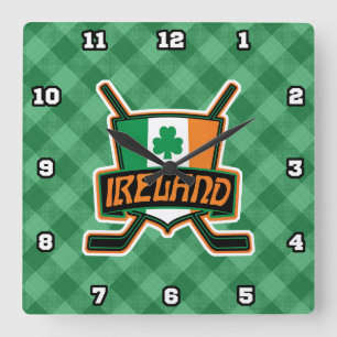 Irish Ice Hockey Flag Logo Wall Clock Quadratische Wanduhr