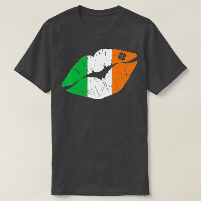 Irish Ireland Flag Lips St Patricks Day Kissing Li T-Shirt (Design vorne)