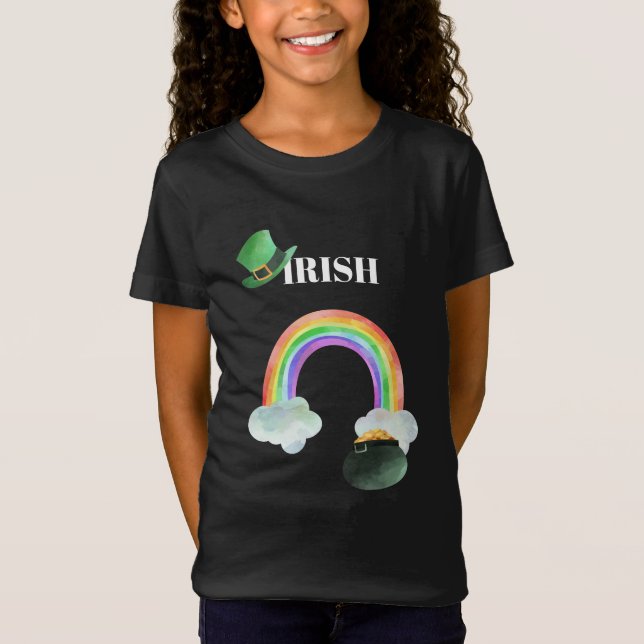 *~* IRISH IRELAND Girl Rainbow Pot of Gold T - Shi T-Shirt (Vorderseite)