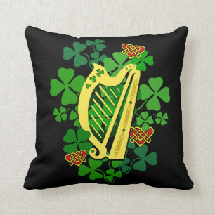 Irish/Ireland Kleeblatt, Harp, keltisches Herz, sc Kissen