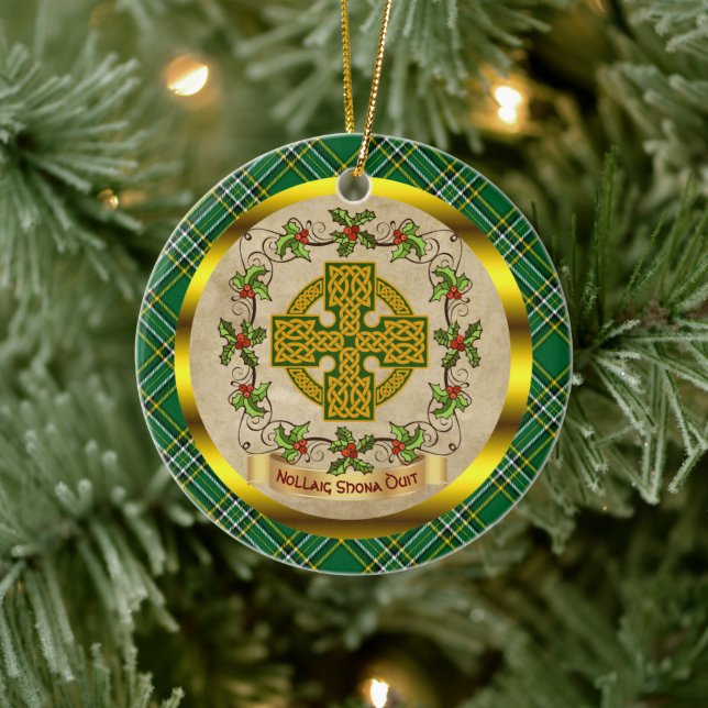 Irish Irish National Tartan Christmas Keramik Ornament (Baum)