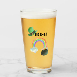 ** IRISH IRLAND Patriot Rainbow Pot of Gold Beer Glas