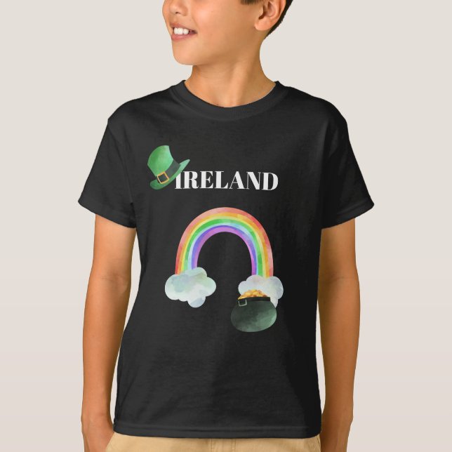 *~* IRISH IRLAND Rainbow Pot of Gold Boy T - Shirt (Vorderseite)