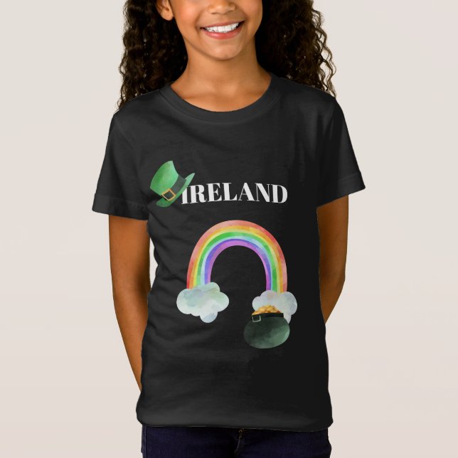 *~* IRISH IRLAND Rainbow Pot of Gold Girl T - Shir T-Shirt (Vorderseite)