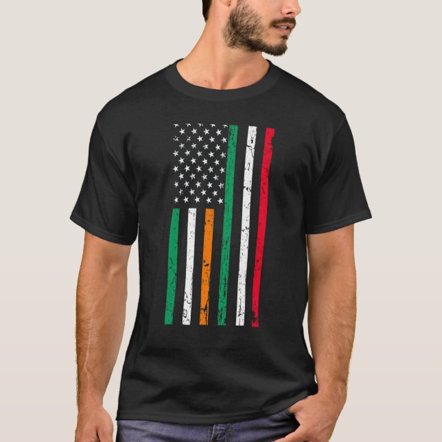 Irish Italian American Flag Irland Italien USA Pri T-Shirt (Vorderseite)