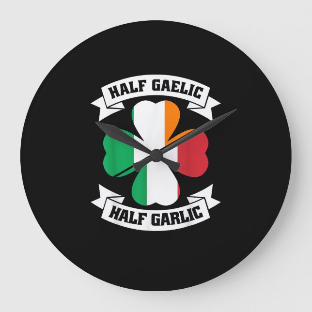 Irish Italian Half Gaelic Half Knolic Saint Patric Große Wanduhr (Vorderseite)
