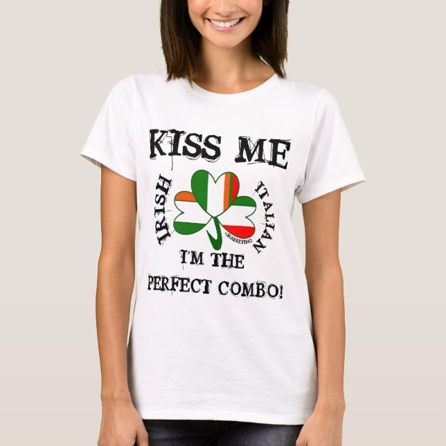 IRISH ITALIENISCHE Fahne SHIRT VNECK KISS ME! Mehr (Vorderseite)