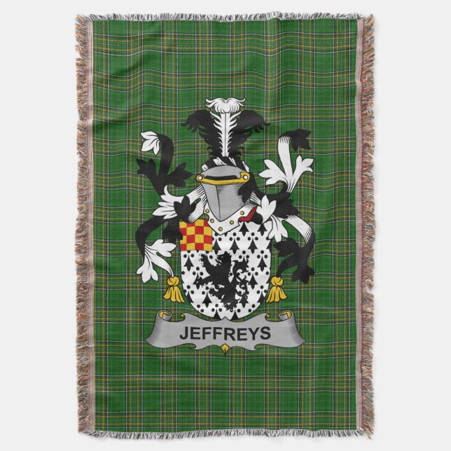 Irish Jeffreys Coat of Arms Familienwappen Irland Decke (Vorderseite Vertikal)