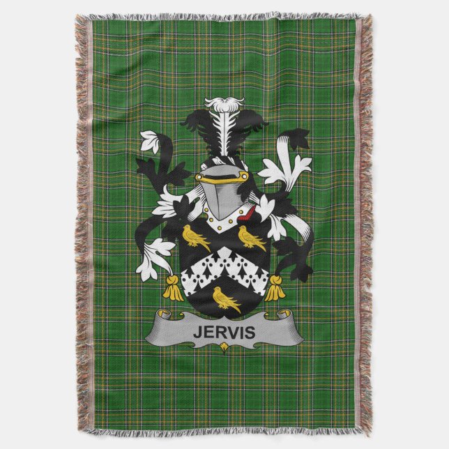 Irish Jervis oder Jarvis Coat of Arms Familienwapp Decke (Vorderseite Vertikal)