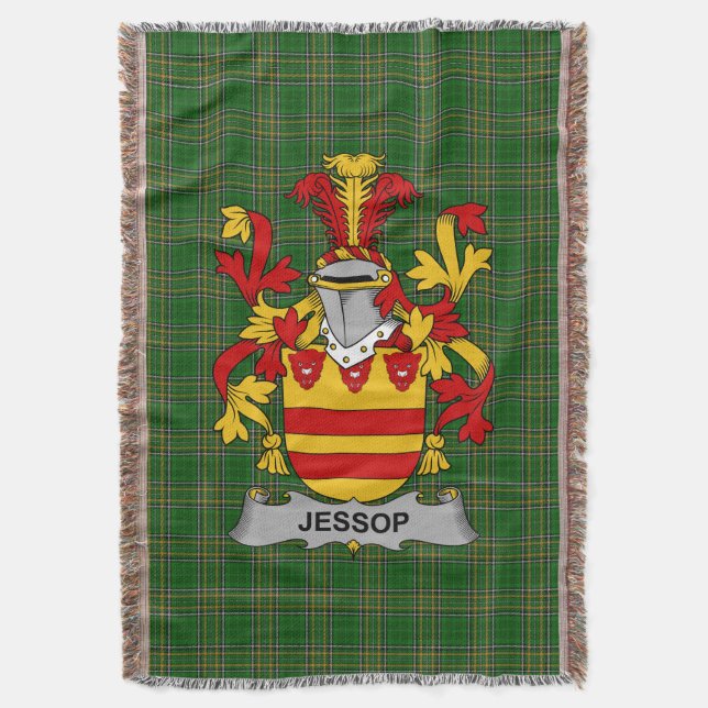 Irish Jessop Coat of Arms Familienwappen Irland Decke (Vorderseite Vertikal)