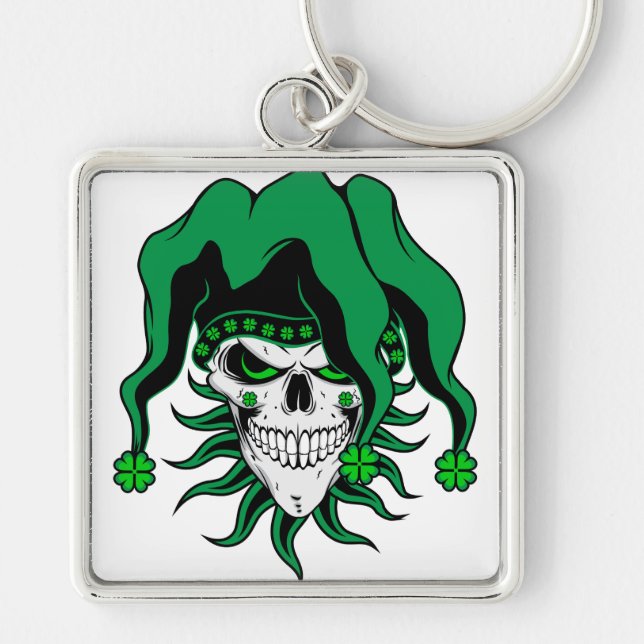 Irish Jester Skull Schlüsselanhänger (Vorne)