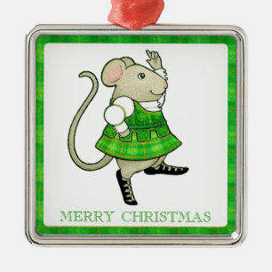 IRISH JIG MAUS Premium Quadratischer Weihnachtssch Ornament Aus Metall