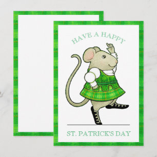 IRISH JIG MAUS St. Patrick's 4,5x6,25 Flachkarte Feiertagskarte
