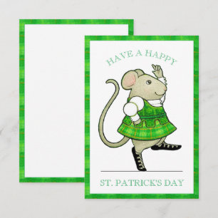 IRISH JIG MAUS St. Patrick's Day 3,5x5 Flachkarte Dankeskarte